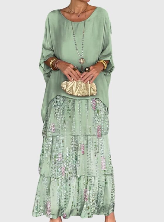 Muted Long flowing elegant dress for women | Clara