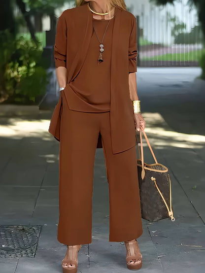Chic three-piece tailored pant set for women -7