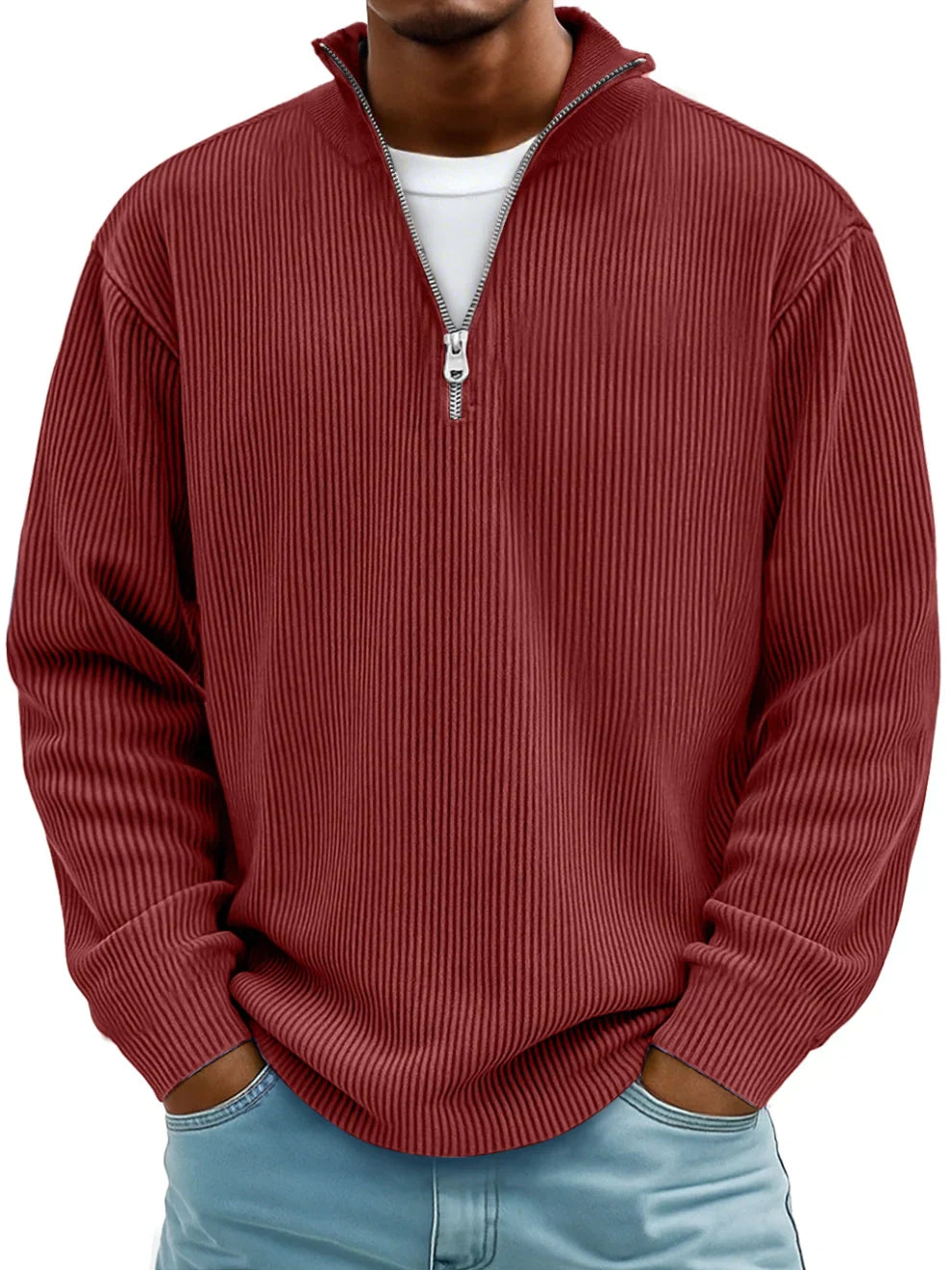 Warm classic half-zip knit sweater for men | Calix -1