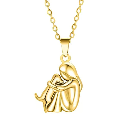 Adjustable chain dog hug pendant necklace for women | Forever -6