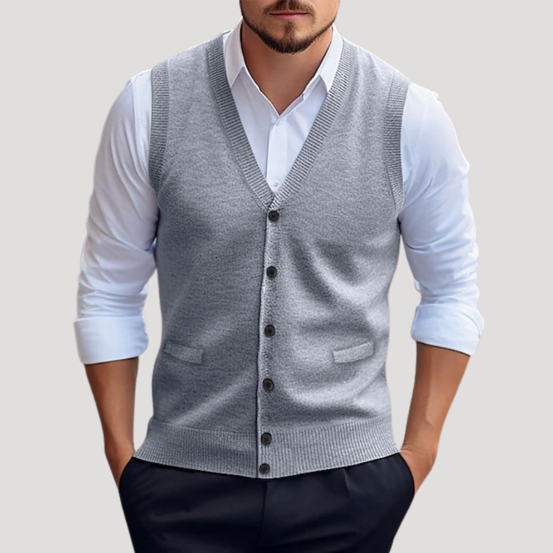 Covered Knitted button-up waistcoat for men | Dorian