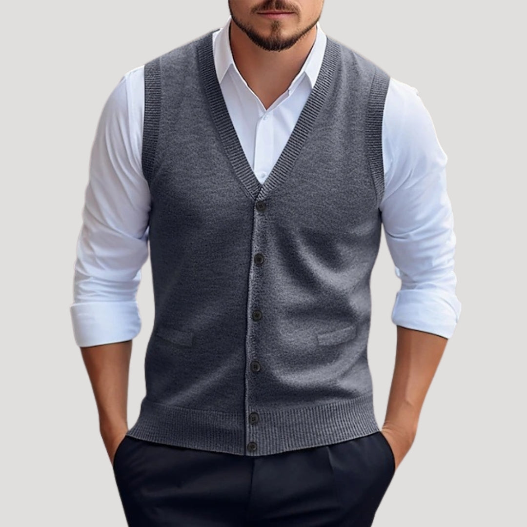 Covered Knitted button-up waistcoat for men | Dorian