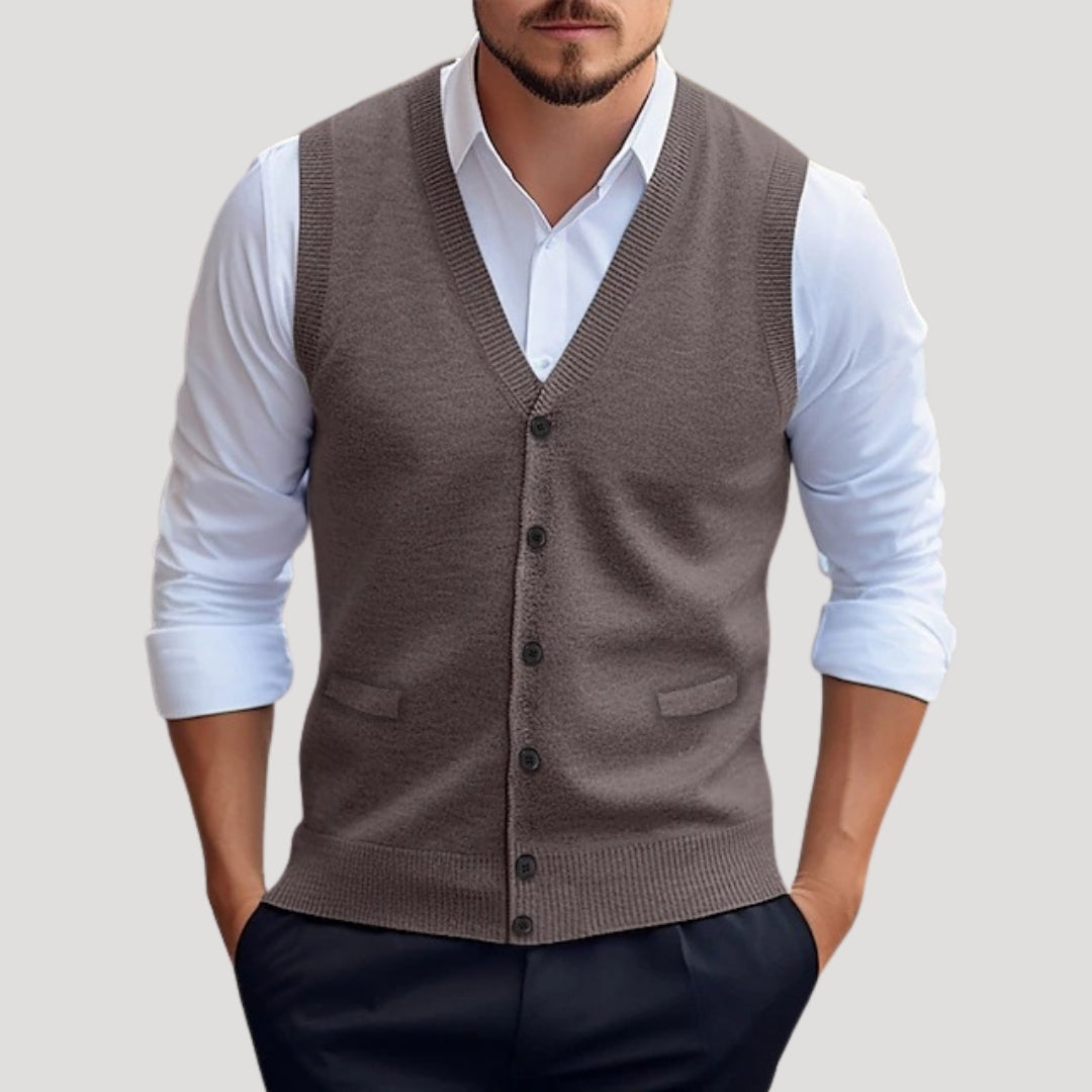 Covered Knitted button-up waistcoat for men | Dorian