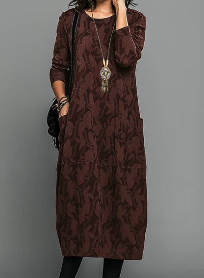 Broderie Elegant winter dress with long sleeves for women | Dina