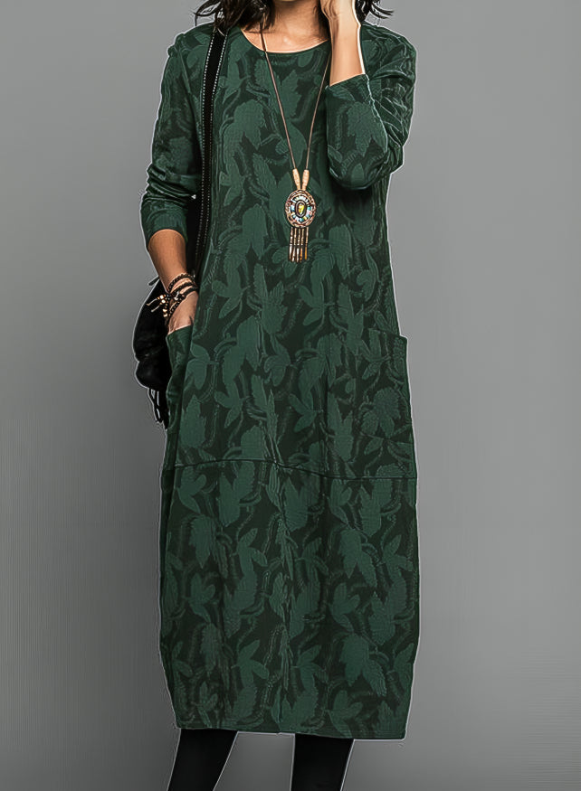 Broderie Elegant winter dress with long sleeves for women | Dina