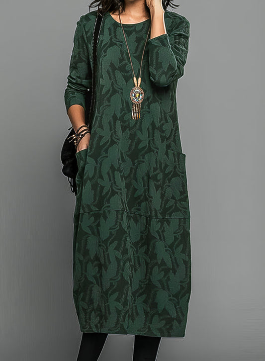 Broderie Elegant winter dress with long sleeves for women | Dina