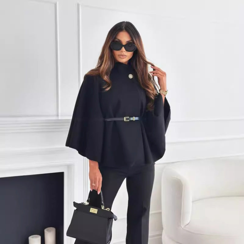 Coated Belted butterfly sleeve jacket for women | Lea