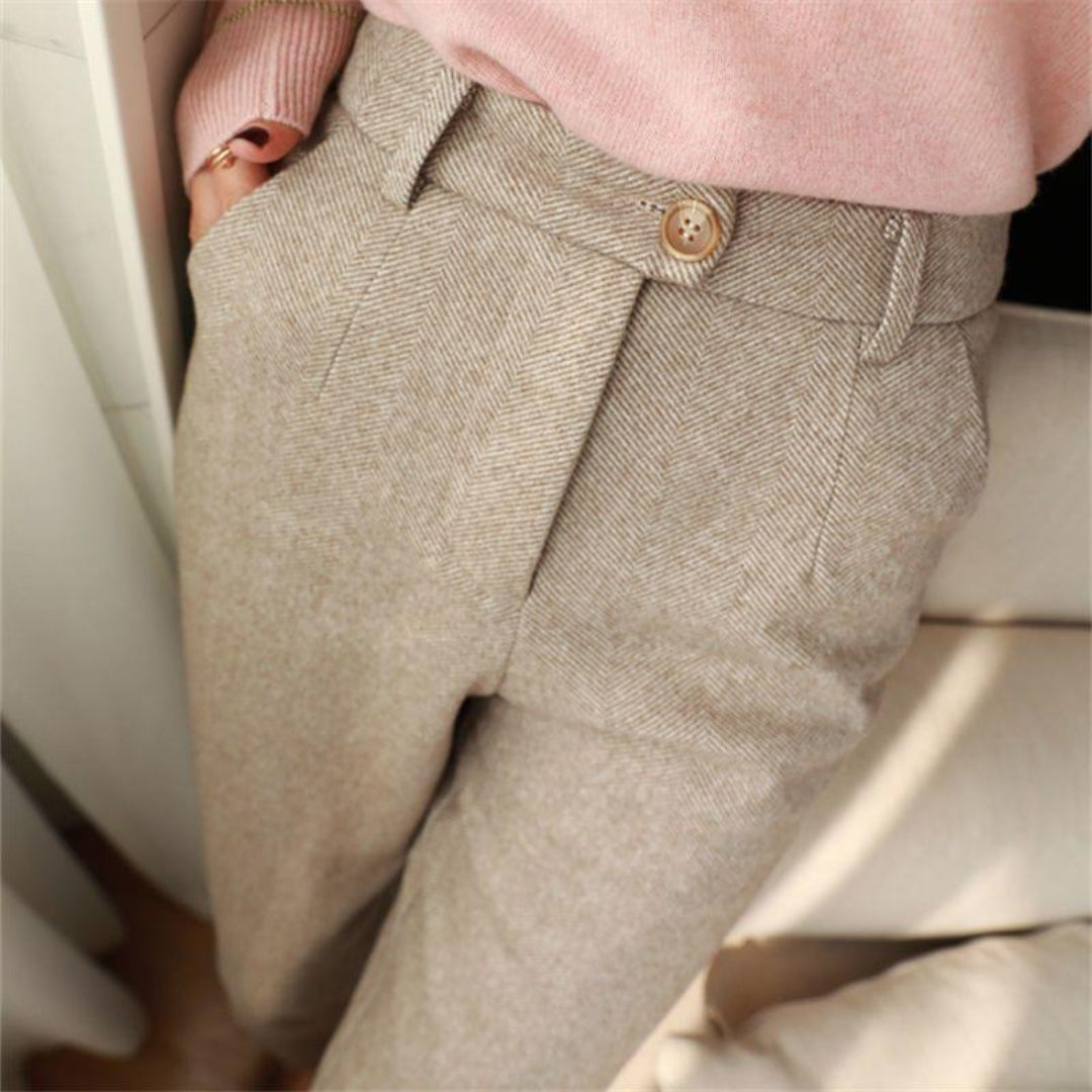 Cuffed Heritage herringbone tailored trousers for men | Alden