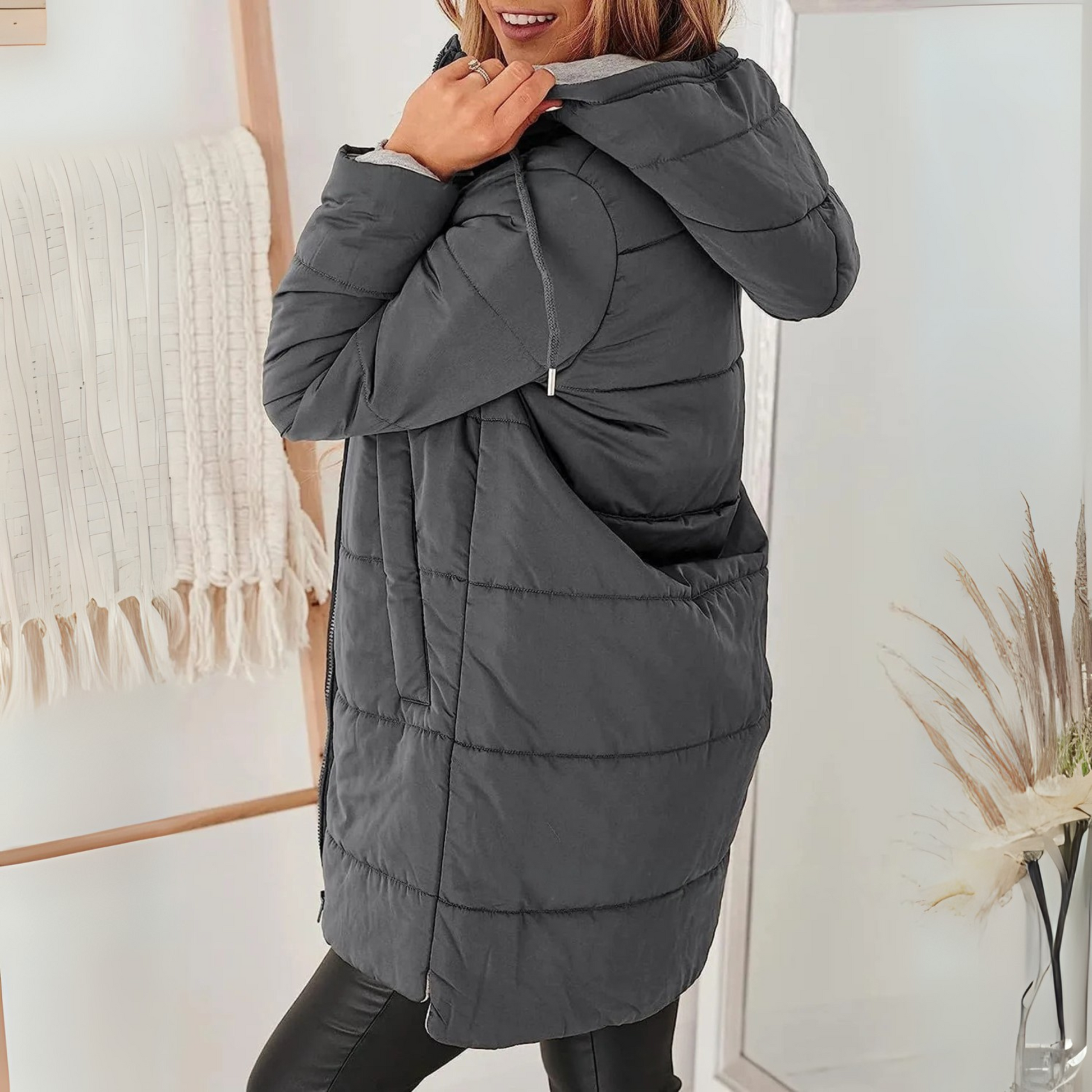 Casual hooded puffer everyday jacket for women | Yila -4