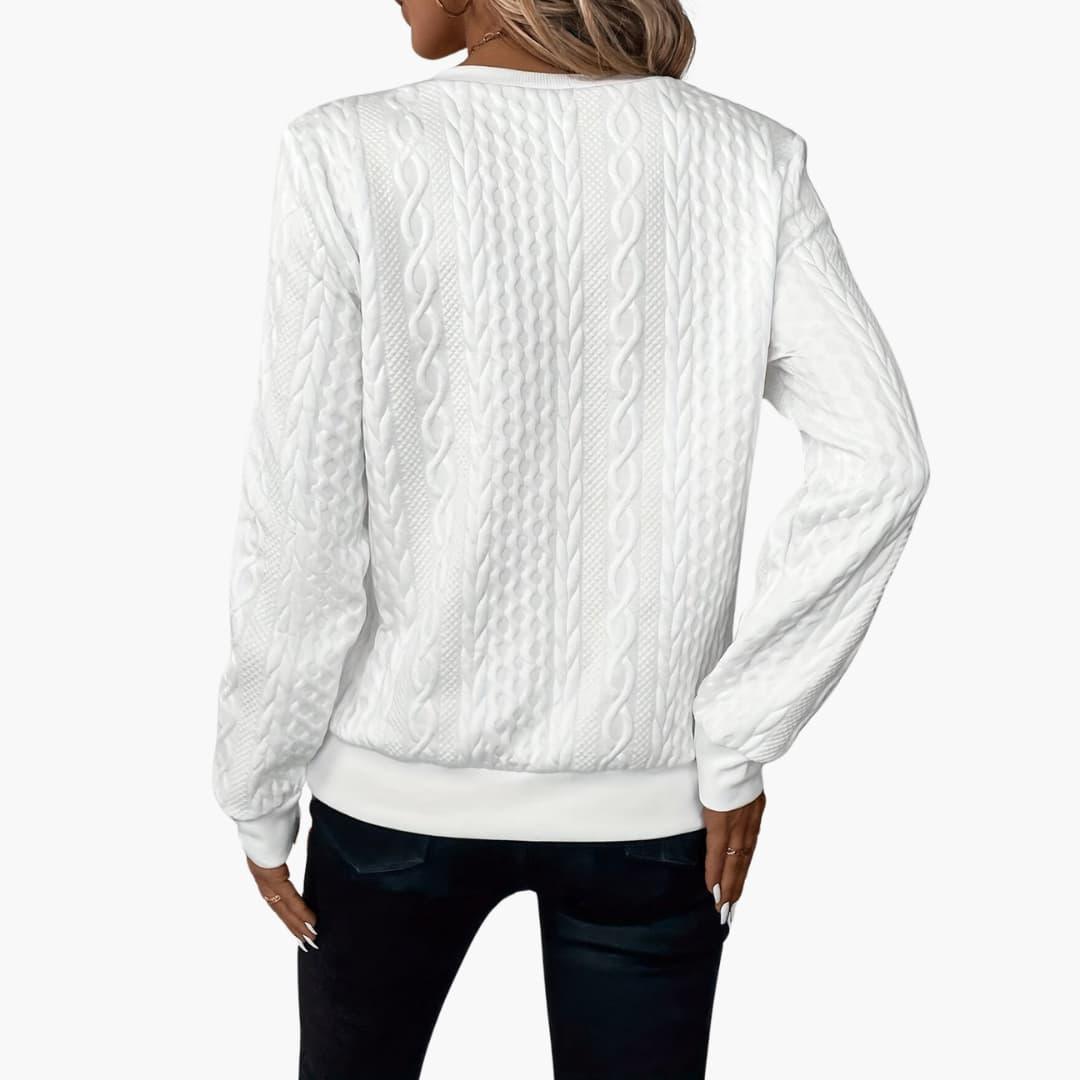Cable-knit zip-neck pullover jumper for women -3