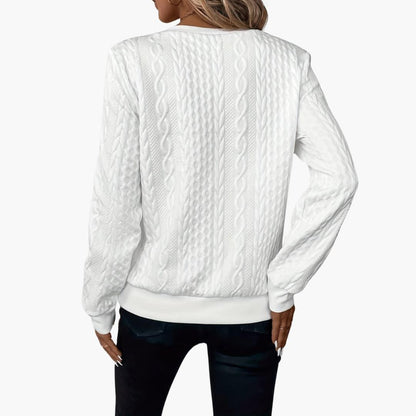Cable-knit zip-neck pullover jumper for women -3