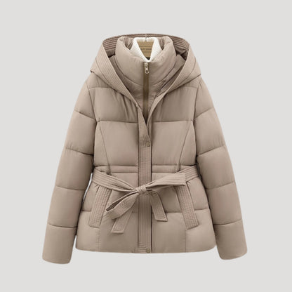 Street Belted hooded puffer jacket for women | Elara