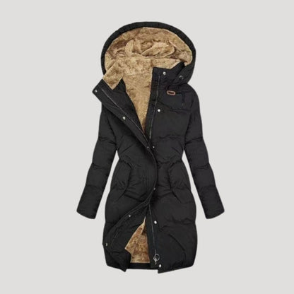 Protected Long hooded winter coat for women | Celeste