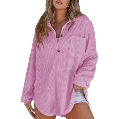 Textured Lightweight V-neck tunic blouse for women | Kathryn