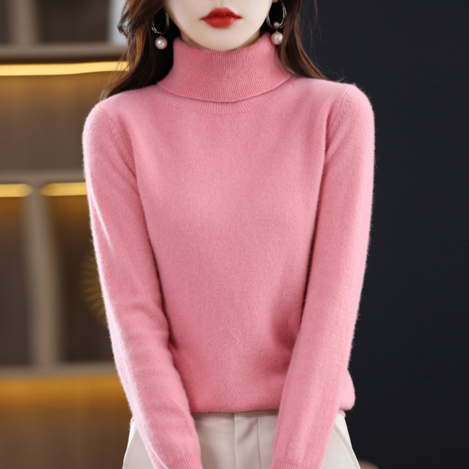 Soft cashmere turtleneck jumper for women | Elena -6