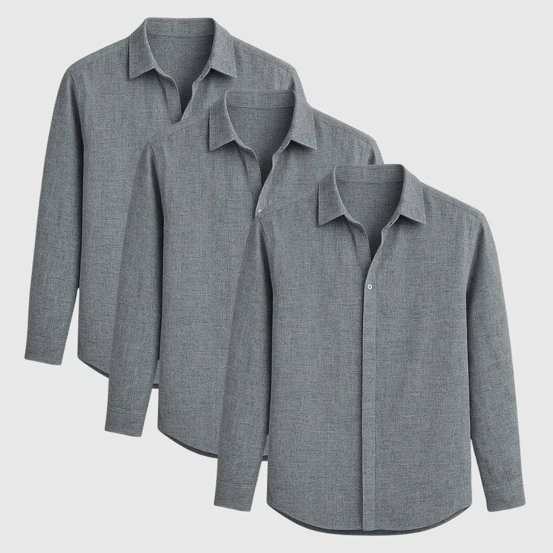Breathable signature linen long-sleeve shirt for men | Luca Romano -5