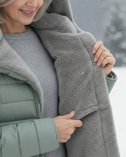 Layered Fleece-lined puffer coat with A-line silhouette for women | Jami