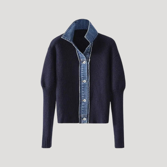 Cabled Knit cardigan with contrast trim for women | Selene