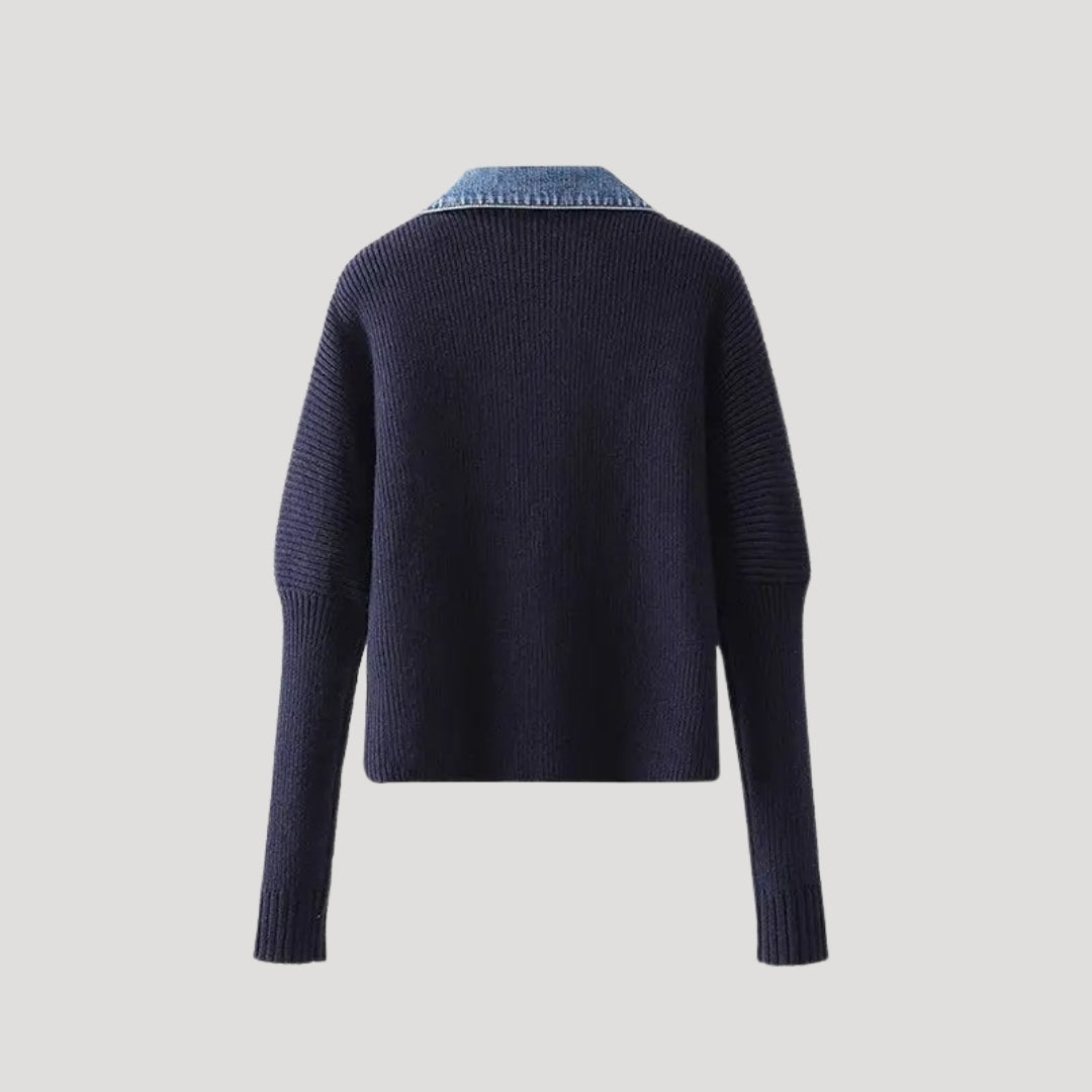 Cabled Knit cardigan with contrast trim for women | Selene