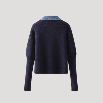 Cabled Knit cardigan with contrast trim for women | Selene