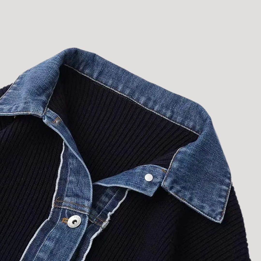 Cabled Knit cardigan with contrast trim for women | Selene