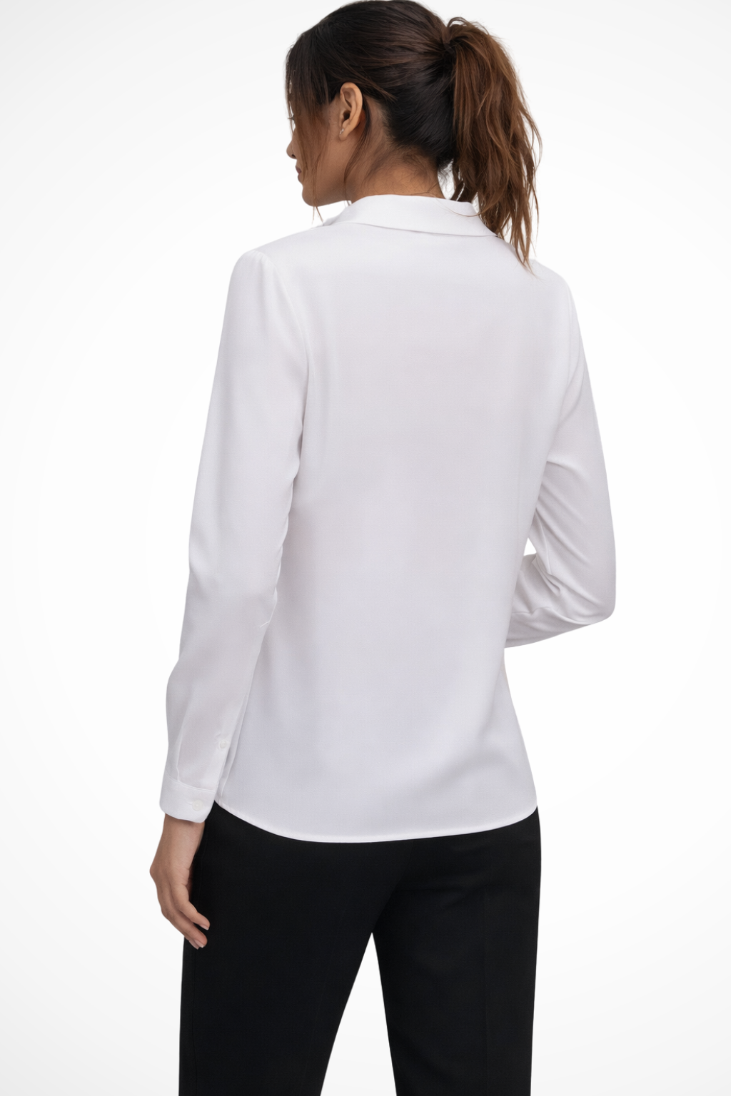 Tailored long-sleeve collared blouse for women | Luna -2