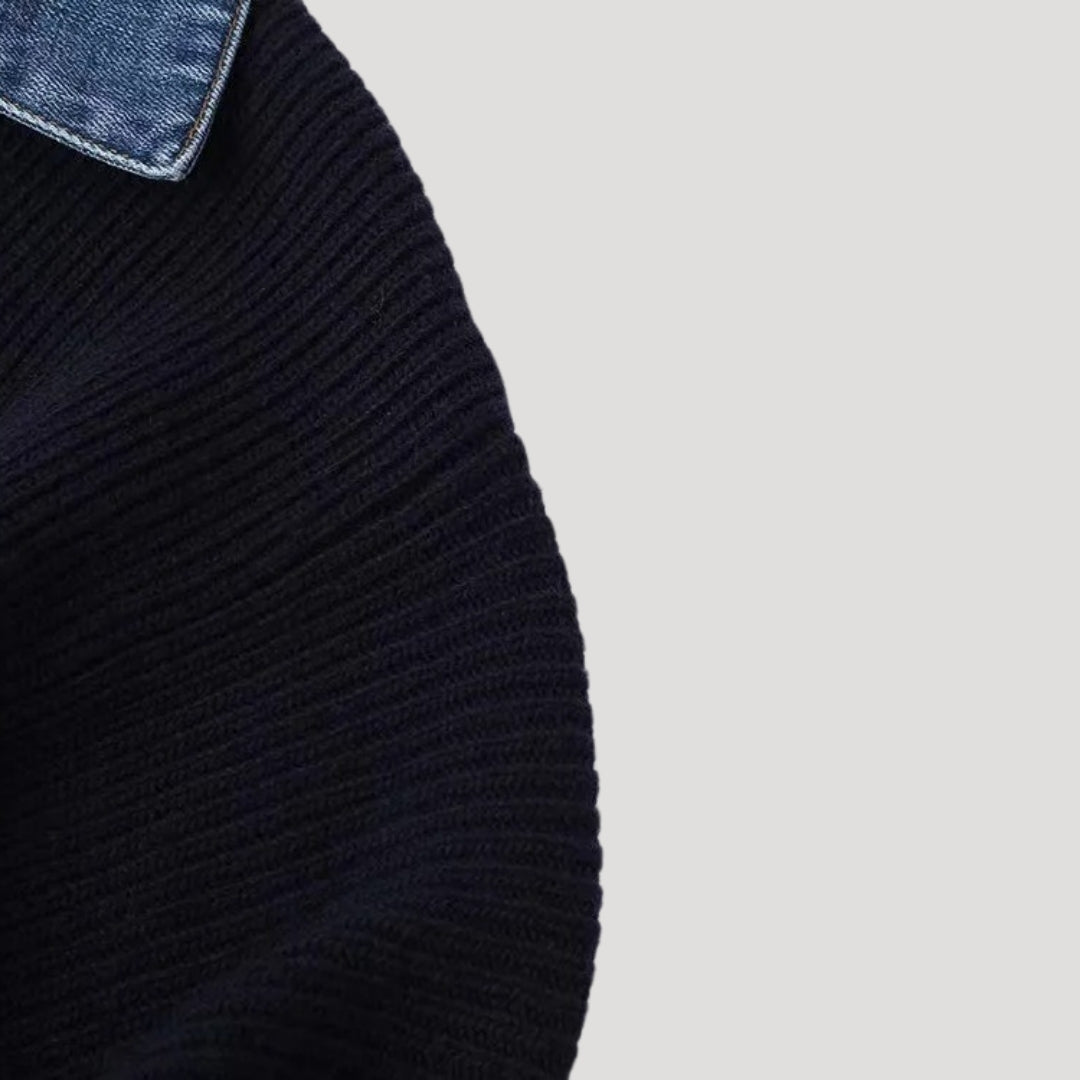 Cabled Knit cardigan with contrast trim for women | Selene