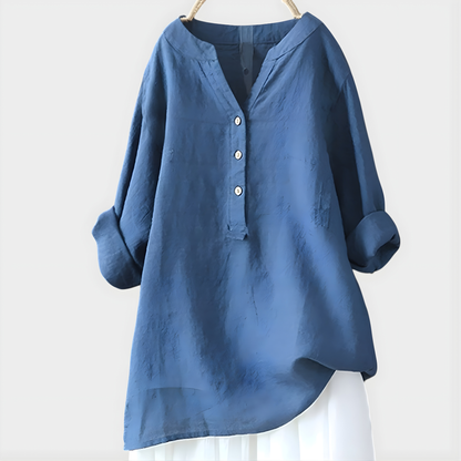 Turtleneck Elegant V-neck blouse with relaxed silhouette for women | Veronique
