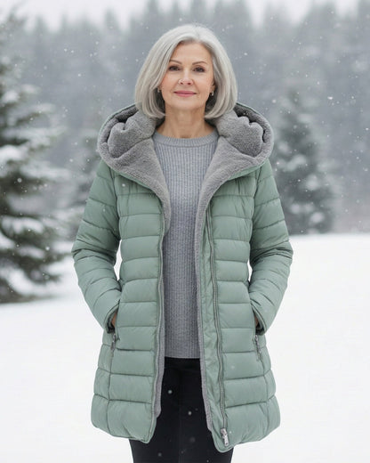 Layered Fleece-lined puffer coat with A-line silhouette for women | Jami