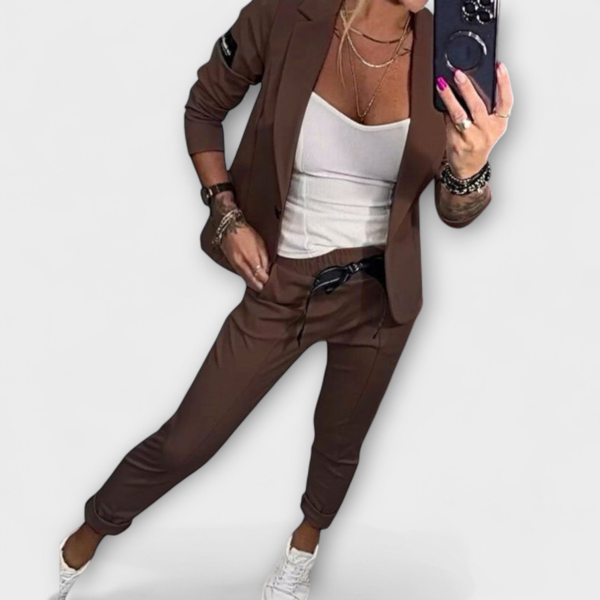 Coordinated jacket and pants suit set for women | Malou -2