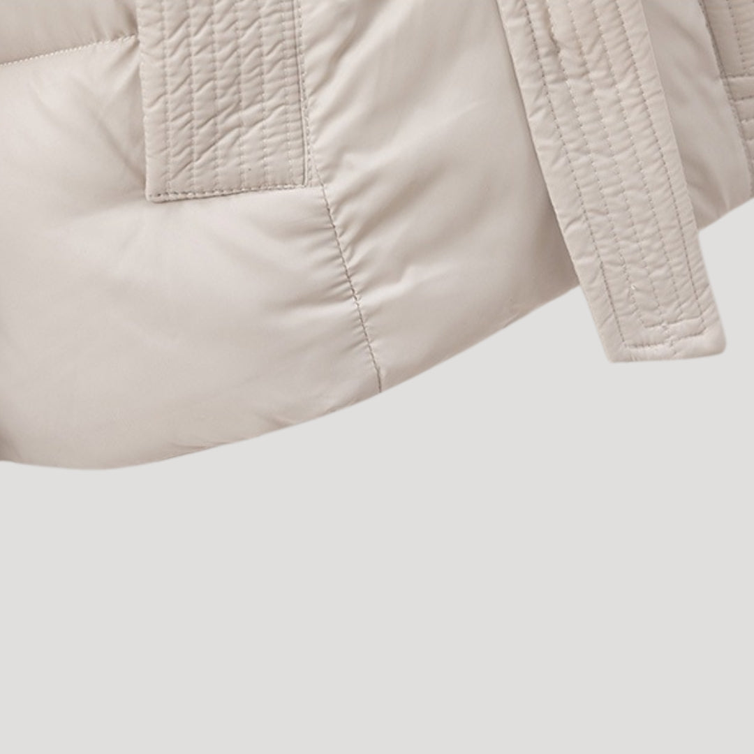 Street Belted hooded puffer jacket for women | Elara