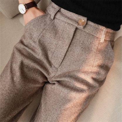 Cuffed Heritage herringbone tailored trousers for men | Alden