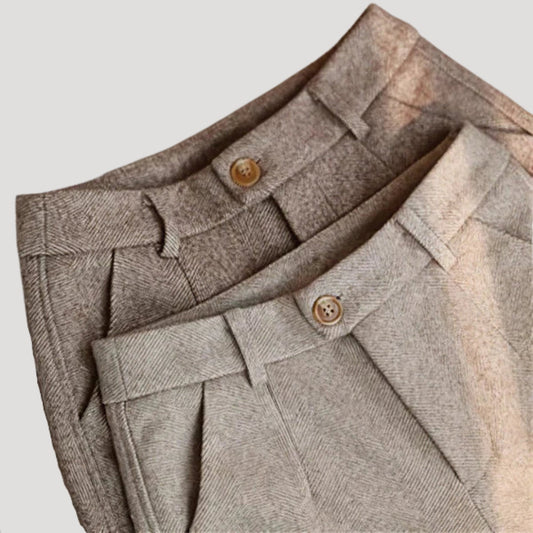 Cuffed Heritage herringbone tailored trousers for men | Alden