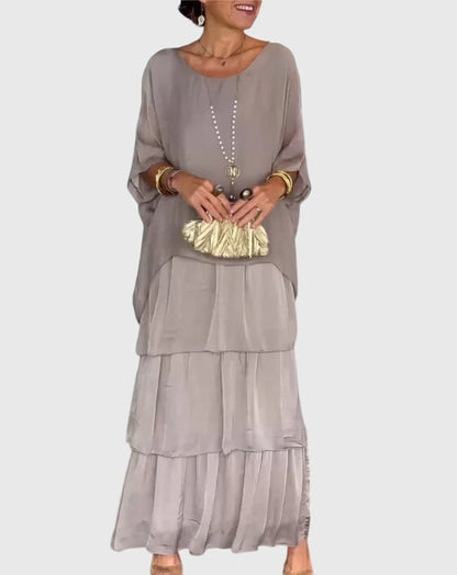 Muted Long flowing elegant dress for women | Clara