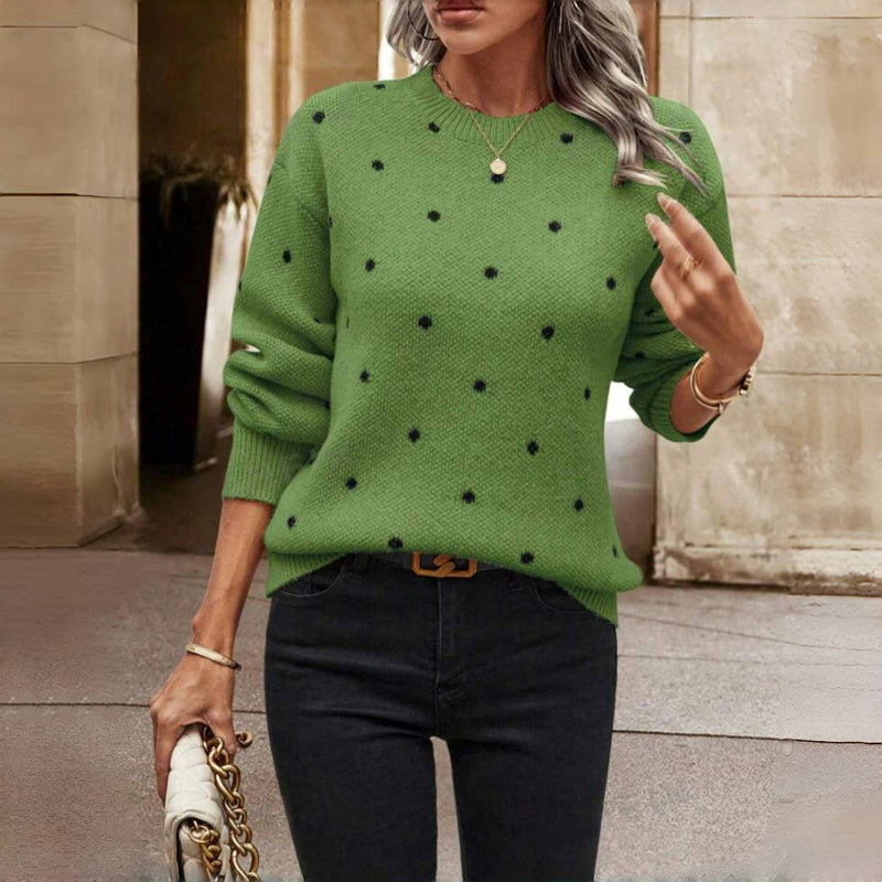Classic polka dot knitted casual sweater for women | Nina -6