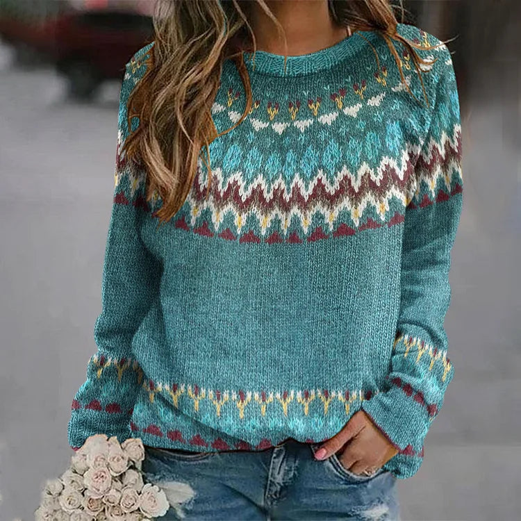 Textured patterned knit jumper for women | Elwynda -1