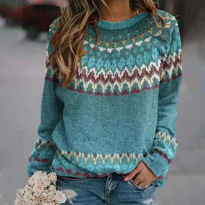 Textured patterned knit jumper for women | Elwynda -1