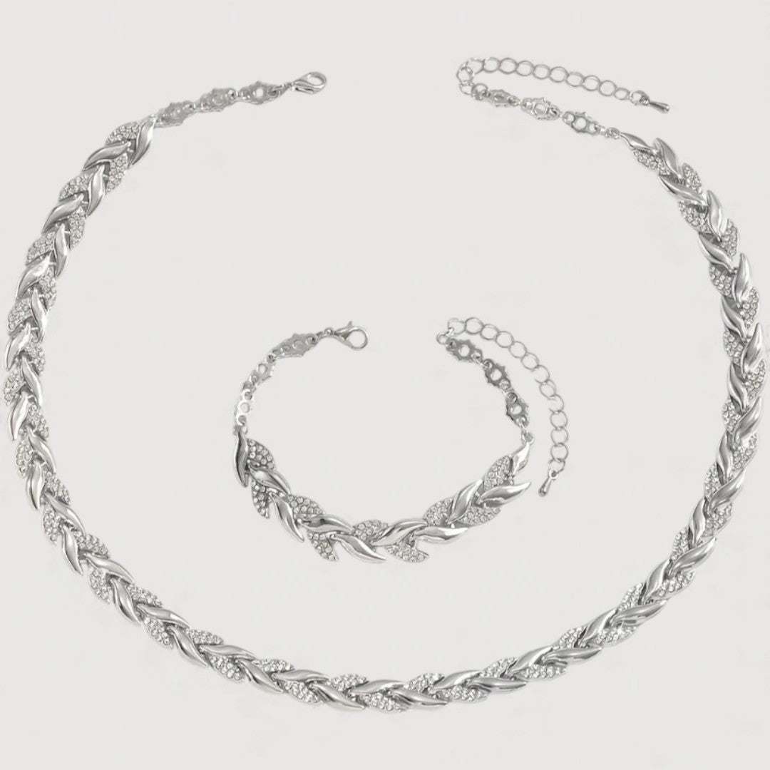 Delicate elegant necklace bracelet jewellery set for women | Amarise -8
