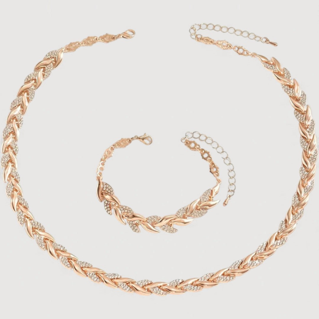 Delicate elegant necklace bracelet jewellery set for women | Amarise -10