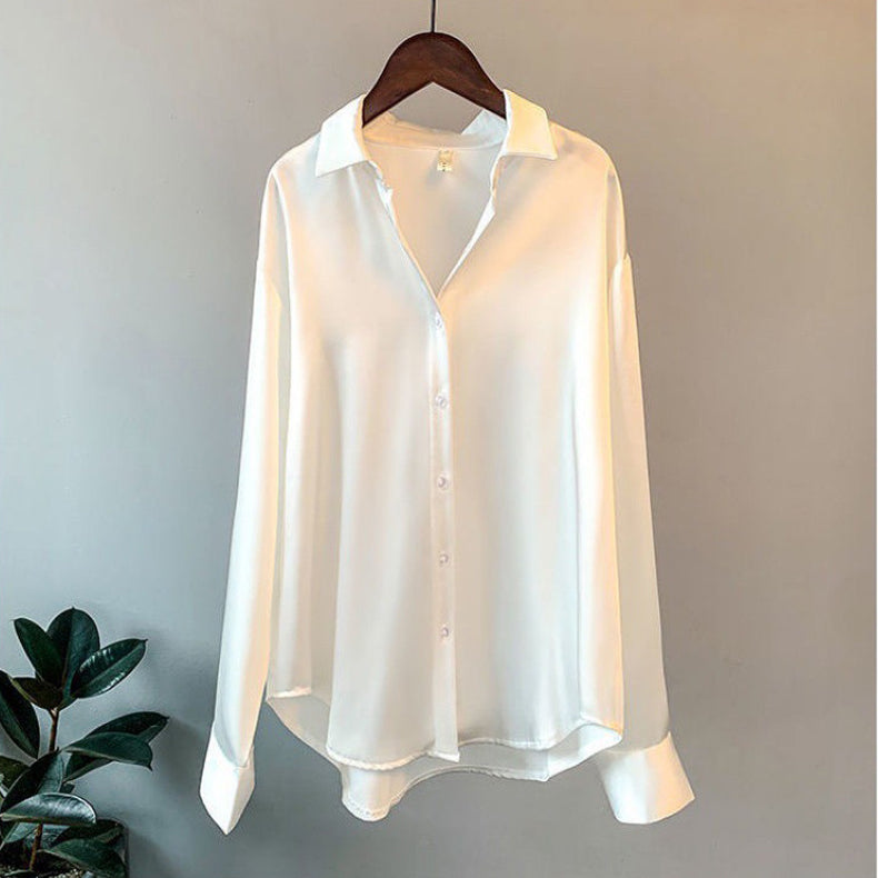 Strapless Elegant classic blouse with refined silhouette for women | Andrea