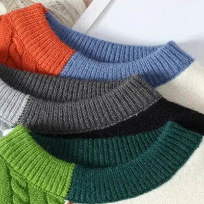 Patchwork colour-block relaxed jumper for men | Apollo -5