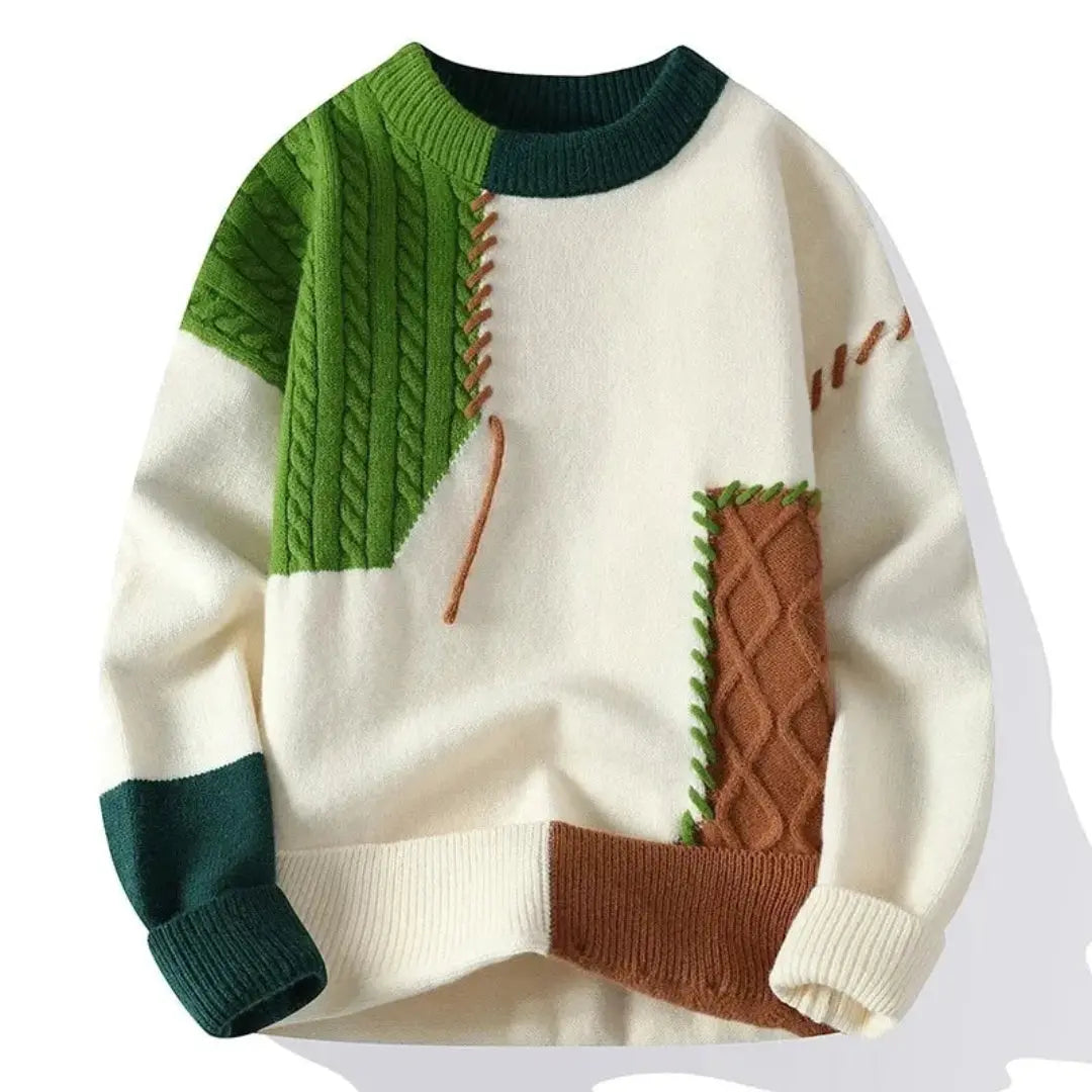 Patchwork colour-block relaxed jumper for men | Apollo -3