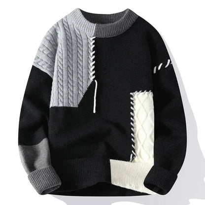 Patchwork colour-block relaxed jumper for men | Apollo -4