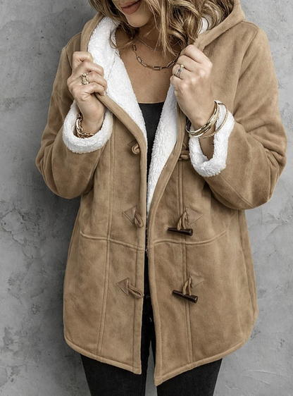 Warm hooded toggle detail winter coat for women | Arwelyn -7