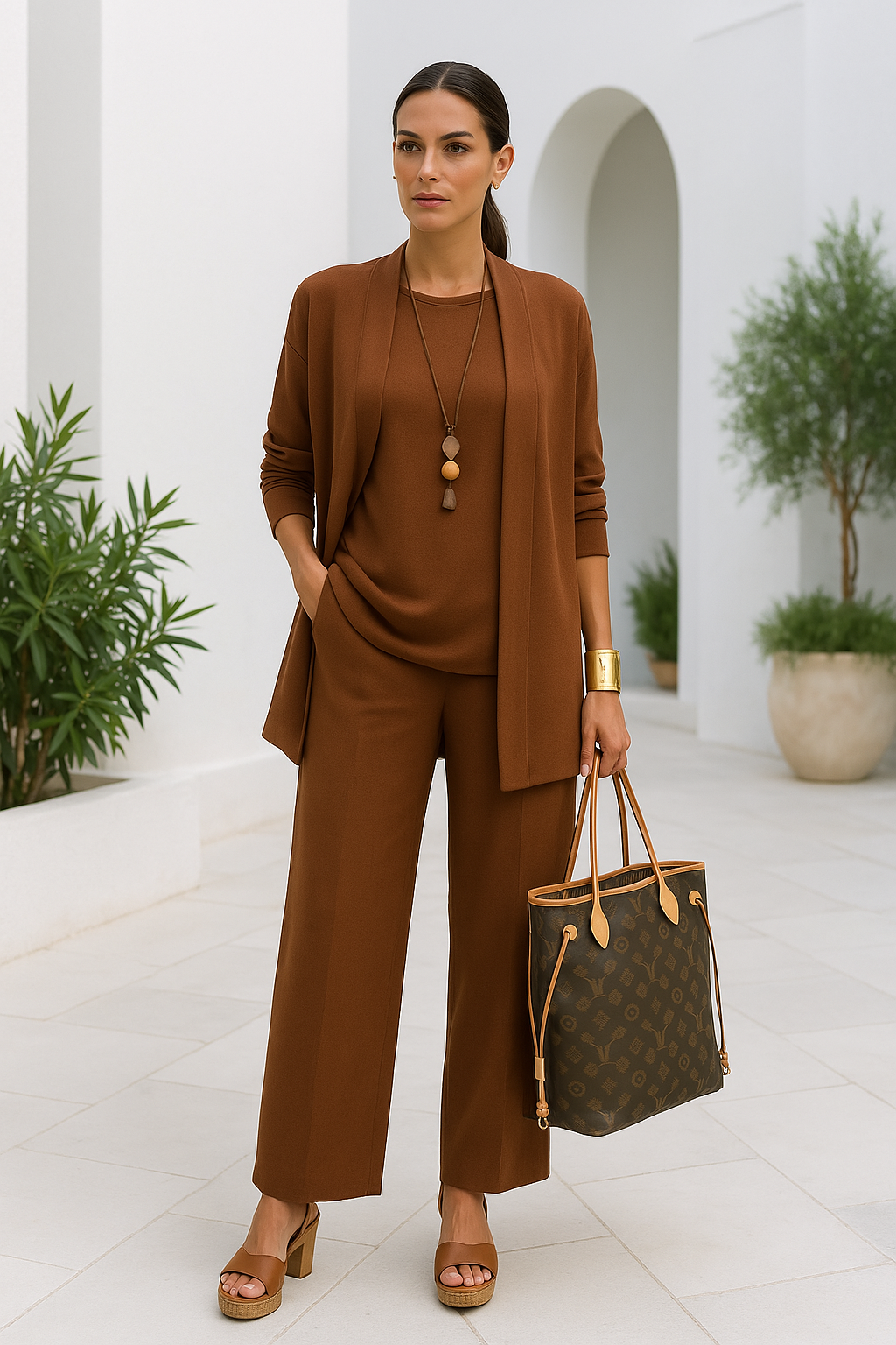 Chic three-piece tailored pant set for women -3