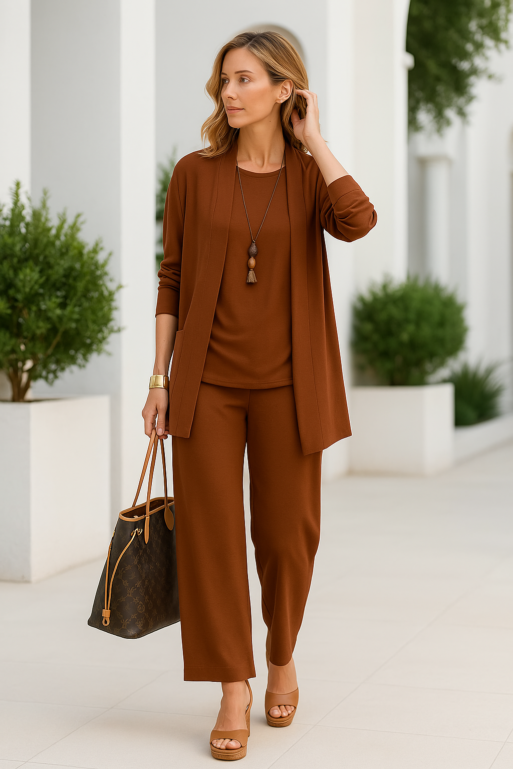 Chic three-piece tailored pant set for women -2