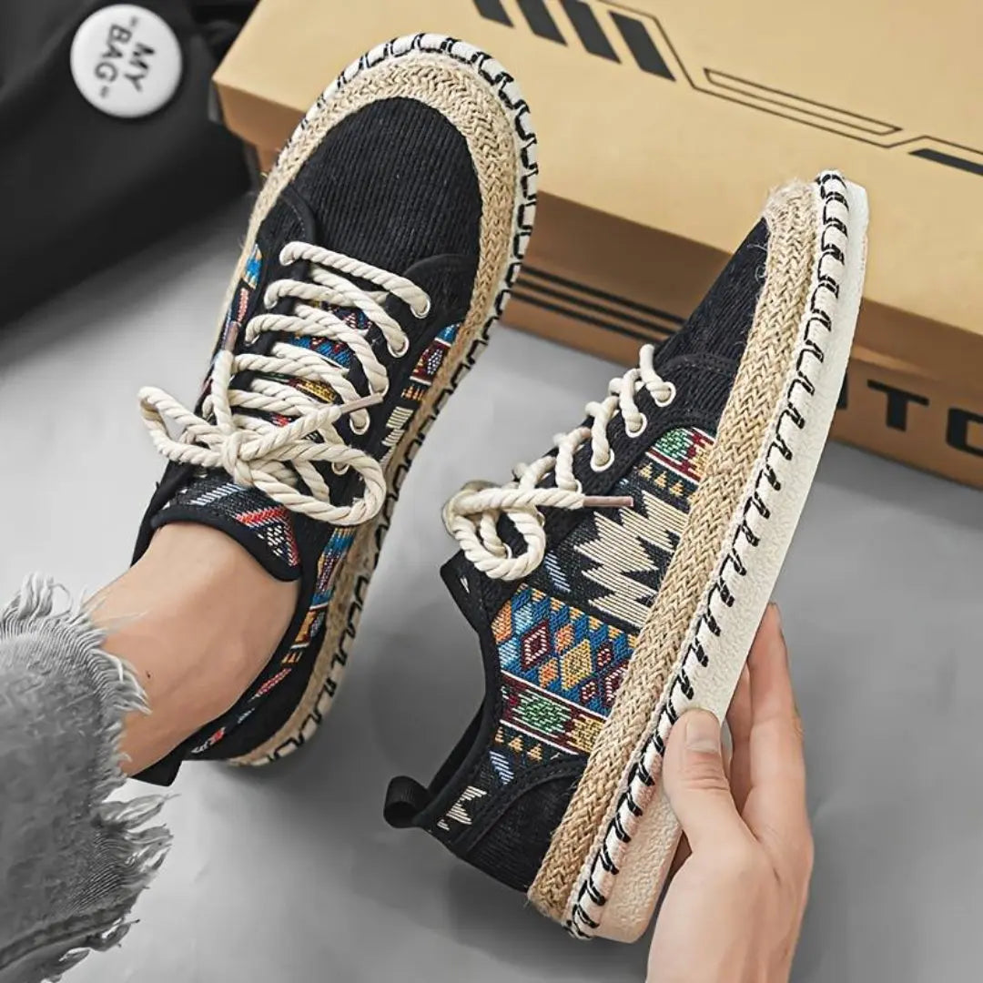 Geometric pattern everyday casual trainers for men -10