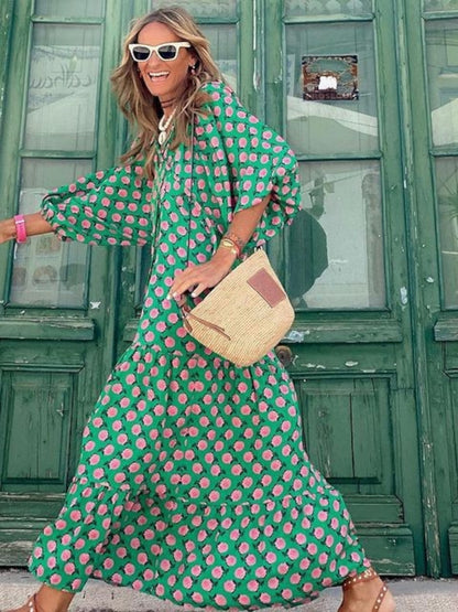 Flowy Bohemian style maxi dress for women | Luna