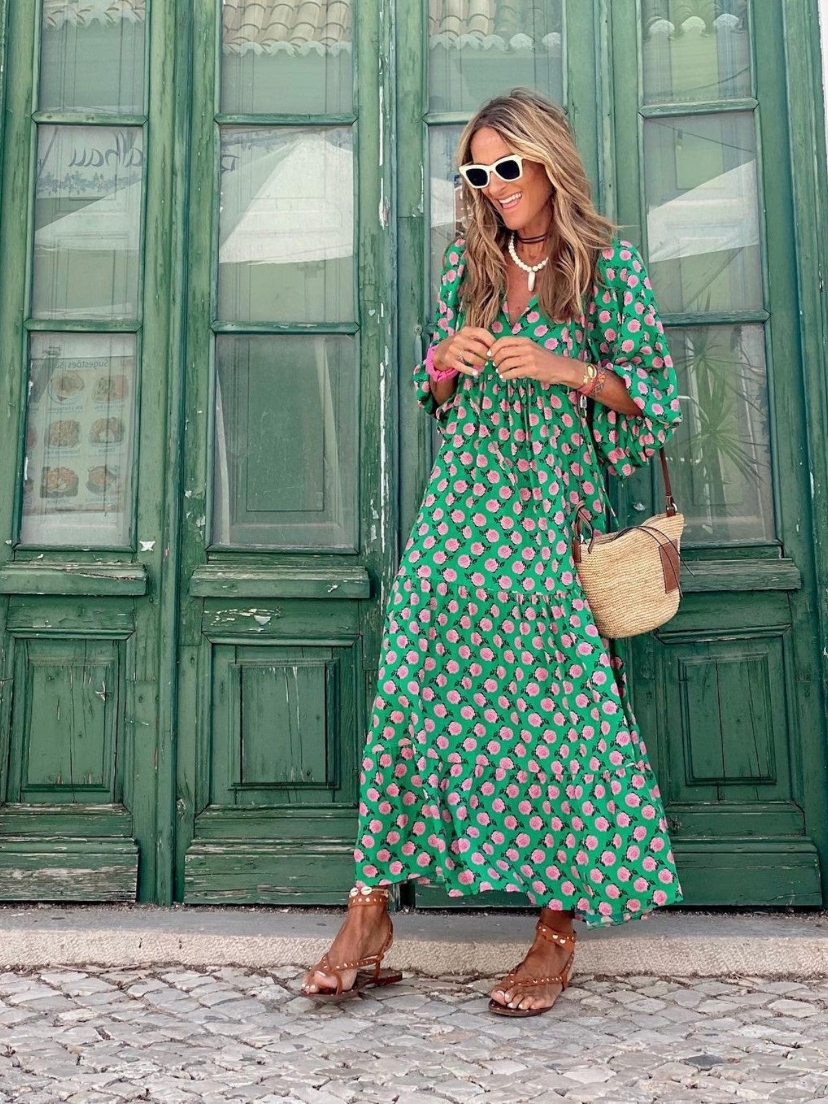 Flowy Bohemian style maxi dress for women | Luna