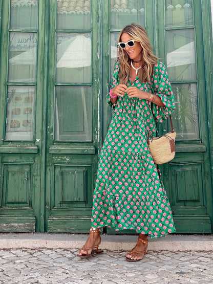 Flowy Bohemian style maxi dress for women | Luna